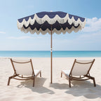 Mariner 6.5 ft. Classic Cottage Fringe Tassel Market Beach Umbrella with Push Button Tilt