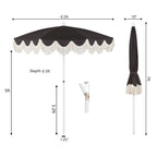 Mariner 6.5 ft. Classic Cottage Fringe Tassel Market Beach Umbrella with Push Button Tilt