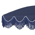 Mariner 6.5 ft. Classic Cottage Fringe Tassel Market Beach Umbrella with Push Button Tilt