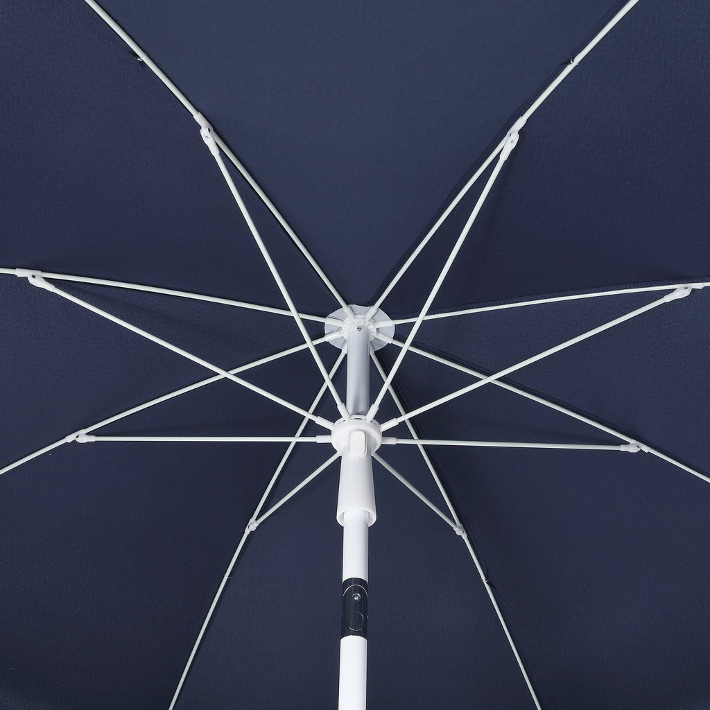 Mariner 6.5 ft. Classic Cottage Fringe Tassel Market Beach Umbrella with Push Button Tilt