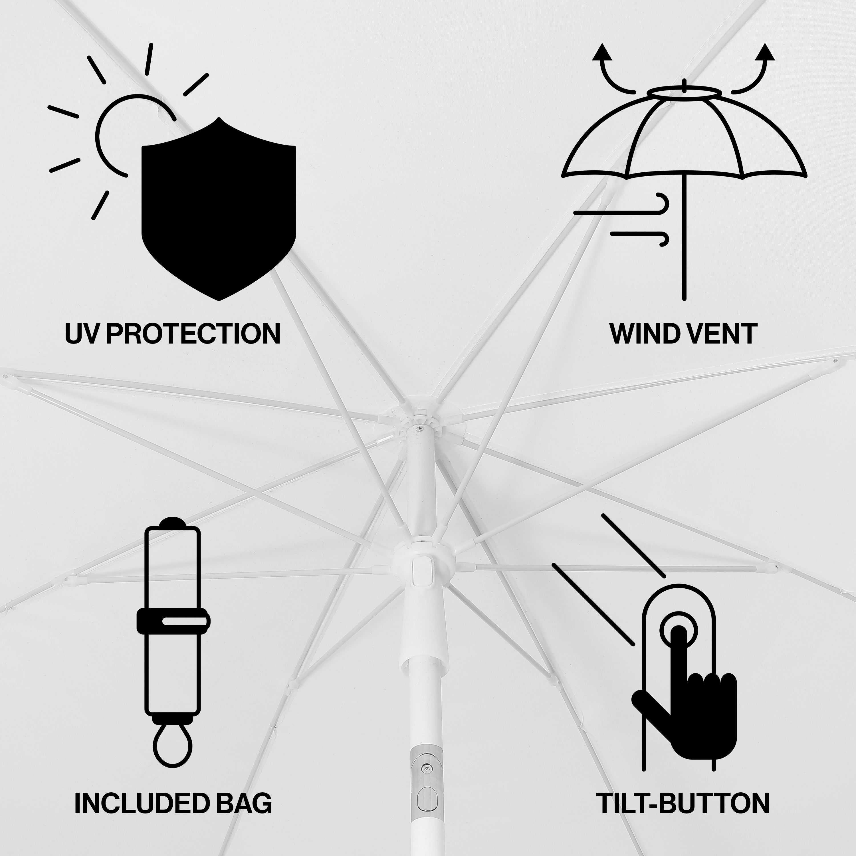 Mariner 6.5 ft. Classic Cottage Fringe Tassel Market Beach Umbrella with Push Button Tilt