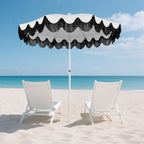 Mariner 6.5 ft. Classic Cottage Fringe Tassel Market Beach Umbrella with Push Button Tilt