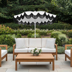 Mariner 6.5 ft. Classic Cottage Fringe Tassel Market Beach Umbrella with Push Button Tilt