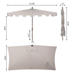 Sidney Classic MidCentury Rectangular Half Market Patio Umbrella with Crank