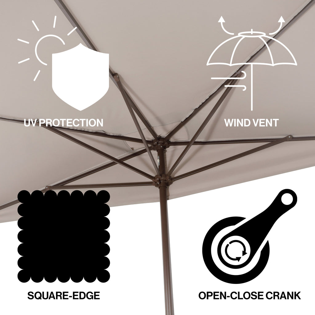 Sidney Classic MidCentury Rectangular Half Market Patio Umbrella with Crank