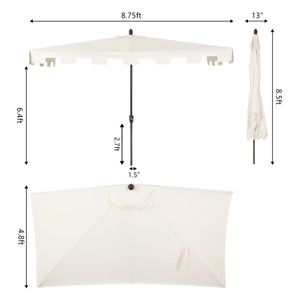 Sidney Classic MidCentury Rectangular Half Market Patio Umbrella with Crank