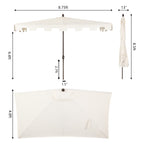 Sidney Classic MidCentury Rectangular Half Market Patio Umbrella with Crank