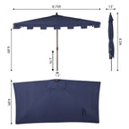 Sidney Classic MidCentury Rectangular Half Market Patio Umbrella with Crank