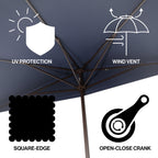 Sidney Classic MidCentury Rectangular Half Market Patio Umbrella with Crank