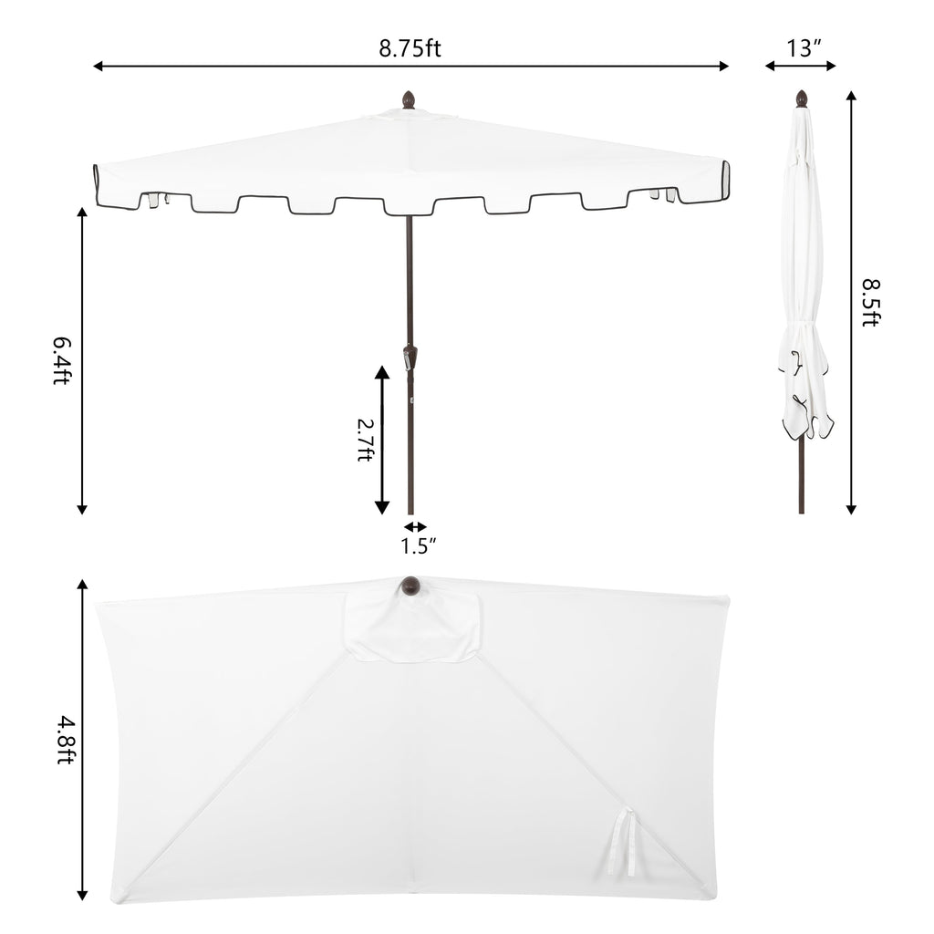 Sidney Classic MidCentury Rectangular Half Market Patio Umbrella with Crank