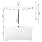 Sidney Classic MidCentury Rectangular Half Market Patio Umbrella with Crank