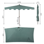 Sidney Classic MidCentury Rectangular Half Market Patio Umbrella with Crank
