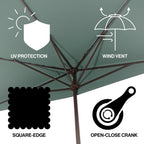 Sidney Classic MidCentury Rectangular Half Market Patio Umbrella with Crank