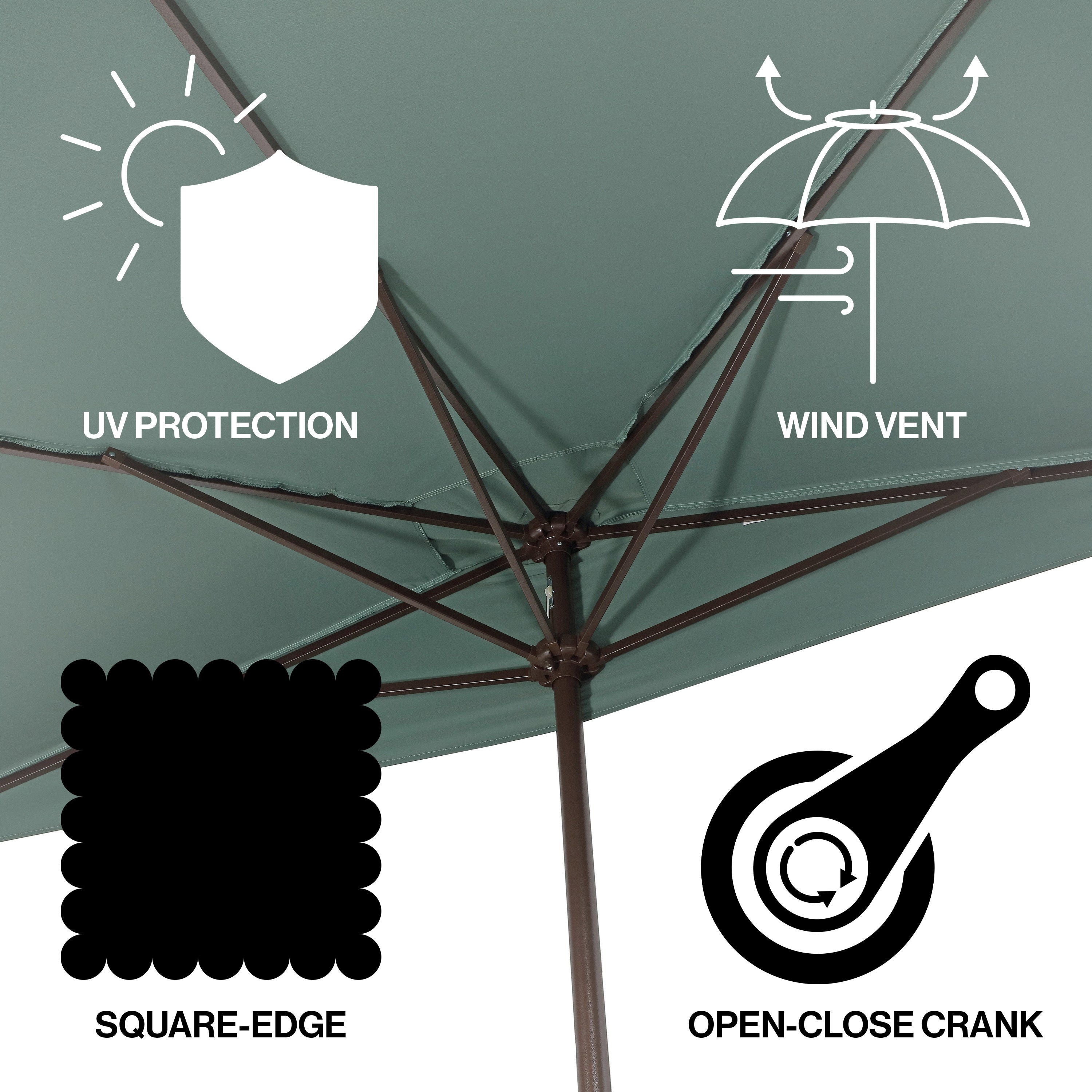 Sidney Classic MidCentury Rectangular Half Market Patio Umbrella with Crank