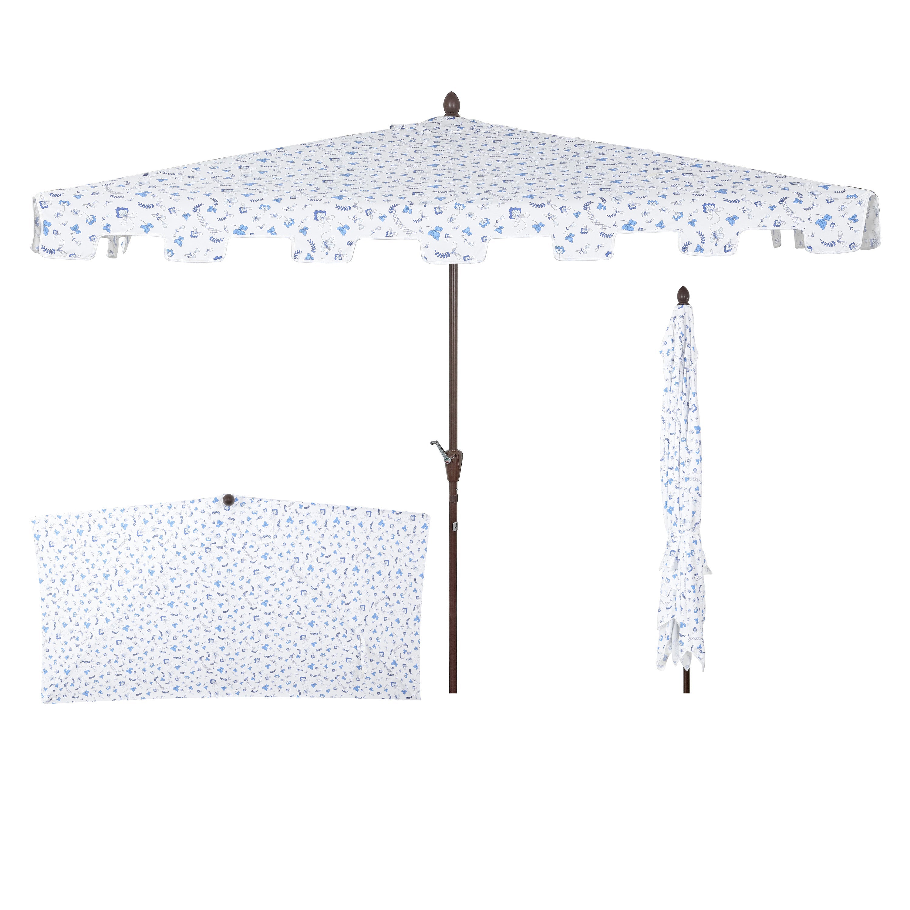 Sidney Classic MidCentury Rectangular Half Market Patio Umbrella with Crank