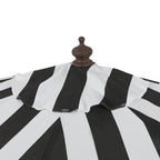 Beverly Stripe Designer Classic Scalloped Fringe Half Market Patio Umbrella with Crank