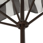 Beverly Stripe Designer Classic Scalloped Fringe Half Market Patio Umbrella with Crank