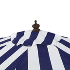 Beverly Stripe Designer Classic Scalloped Fringe Half Market Patio Umbrella with Crank