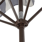 Beverly Stripe Designer Classic Scalloped Fringe Half Market Patio Umbrella with Crank