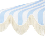 Beverly Stripe Designer Classic Scalloped Fringe Half Market Patio Umbrella with Crank