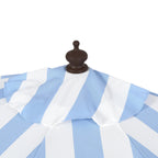 Beverly Stripe Designer Classic Scalloped Fringe Half Market Patio Umbrella with Crank