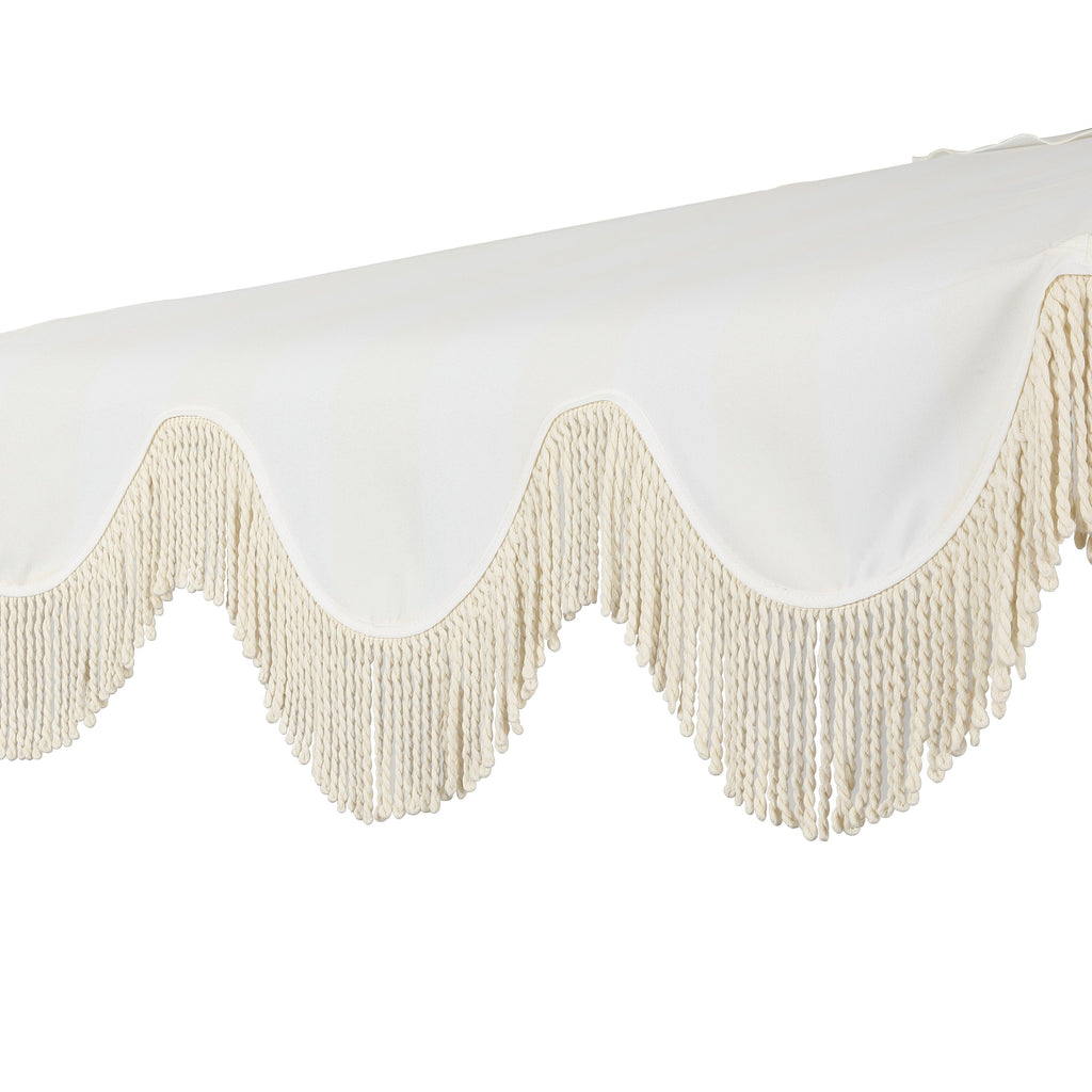 Beverly Designer Classic Scalloped Fringe Half Market Patio Umbrella with Crank
