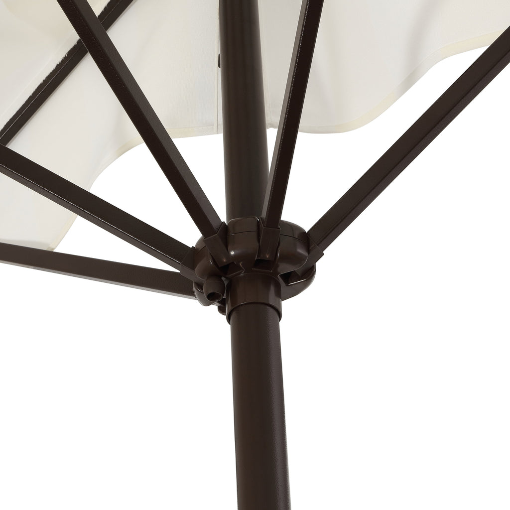 Beverly Designer Classic Scalloped Fringe Half Market Patio Umbrella with Crank