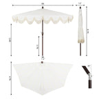 Beverly Designer Classic Scalloped Fringe Half Market Patio Umbrella with Crank