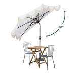 Beverly Designer Classic Scalloped Fringe Half Market Patio Umbrella with Crank