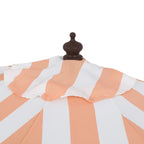 Beverly Stripe Designer Classic Scalloped Fringe Half Market Patio Umbrella with Crank