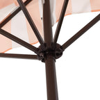 Beverly Stripe Designer Classic Scalloped Fringe Half Market Patio Umbrella with Crank