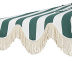 Beverly Stripe Designer Classic Scalloped Fringe Half Market Patio Umbrella with Crank