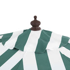 Beverly Stripe Designer Classic Scalloped Fringe Half Market Patio Umbrella with Crank