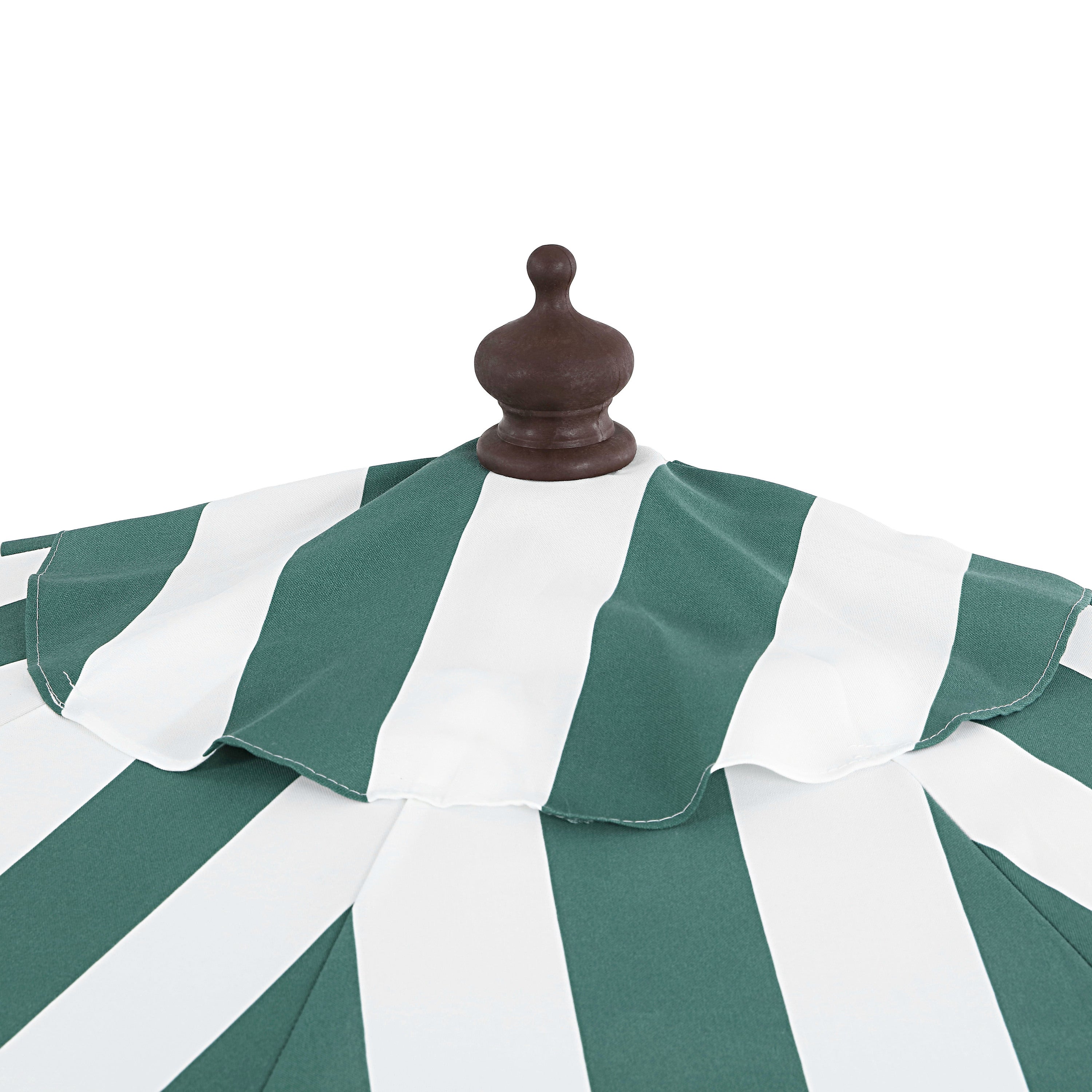 Beverly Stripe Designer Classic Scalloped Fringe Half Market Patio Umbrella with Crank