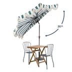 Beverly Stripe Designer Classic Scalloped Fringe Half Market Patio Umbrella with Crank