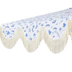 Beverly Stripe Designer Classic Scalloped Fringe Half Market Patio Umbrella with Crank