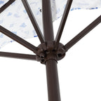 Beverly Stripe Designer Classic Scalloped Fringe Half Market Patio Umbrella with Crank