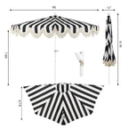 Beverly 9 ft. Designer Classic Scalloped Fringe Half Market Patio Umbrella with Crank