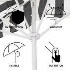 Beverly 9 ft. Designer Classic Scalloped Fringe Half Market Patio Umbrella with Crank