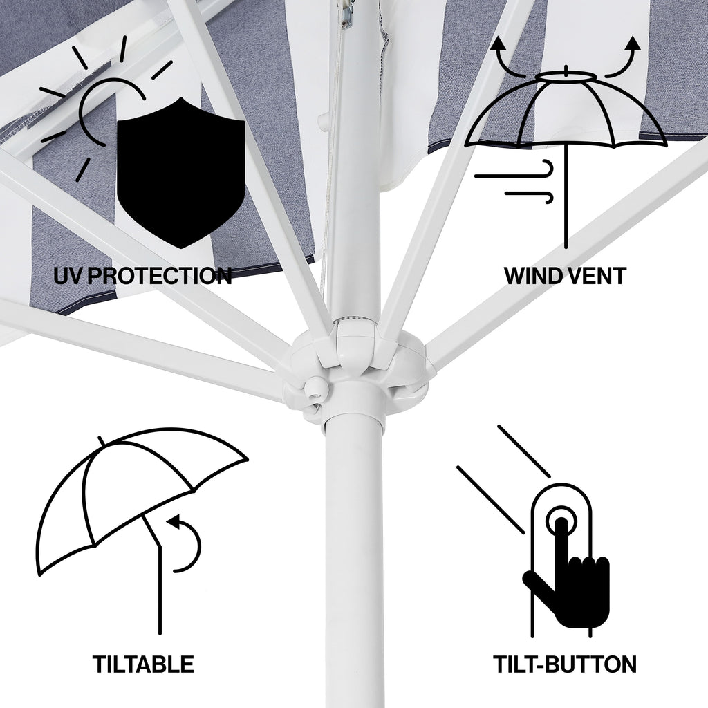 Beverly 9 ft. Designer Classic Scalloped Fringe Half Market Patio Umbrella with Crank