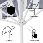 Beverly 9 ft. Designer Classic Scalloped Fringe Half Market Patio Umbrella with Crank