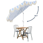 Beverly 9 ft. Designer Classic Scalloped Fringe Half Market Patio Umbrella with Crank