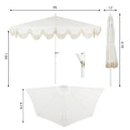 Beverly 9 ft. Designer Classic Scalloped Fringe Half Market Patio Umbrella with Crank