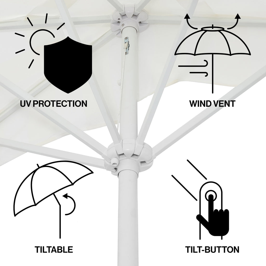 Beverly 9 ft. Designer Classic Scalloped Fringe Half Market Patio Umbrella with Crank