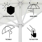 Beverly 9 ft. Designer Classic Scalloped Fringe Half Market Patio Umbrella with Crank