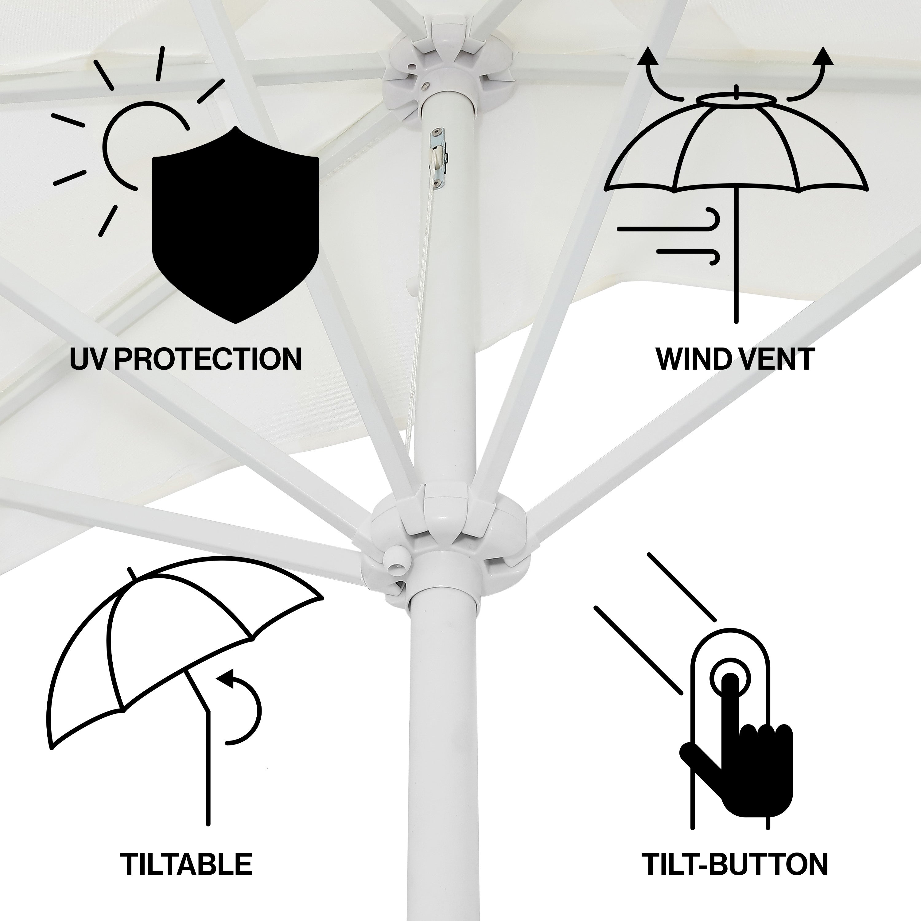 Beverly 9 ft. Designer Classic Scalloped Fringe Half Market Patio Umbrella with Crank