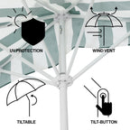 Beverly 9 ft. Designer Classic Scalloped Fringe Half Market Patio Umbrella with Crank