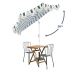 Beverly 9 ft. Designer Classic Scalloped Fringe Half Market Patio Umbrella with Crank
