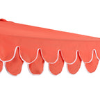 Terrace Arc 9 ft Scalloped Fringe Market Patio Half Umbrella with Crank, Tilt Button and UV Protection
