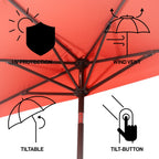 Terrace Arc 9 ft Scalloped Fringe Market Patio Half Umbrella with Crank, Tilt Button and UV Protection